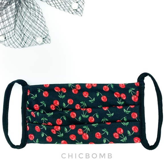 CHICBOMB Accessories - RED CHERRIES REUSABLE MADE IN USA FACE MASK